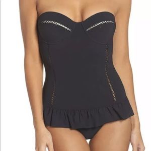 Tory Burch Solid Flounce One-Piece Swimsuit